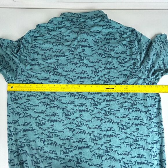 Adidas Polo Golf Shirt Mens 2XL Go-To Printed Green‎ Blue Shirt Preppy II7835 - Picture 10 of 16